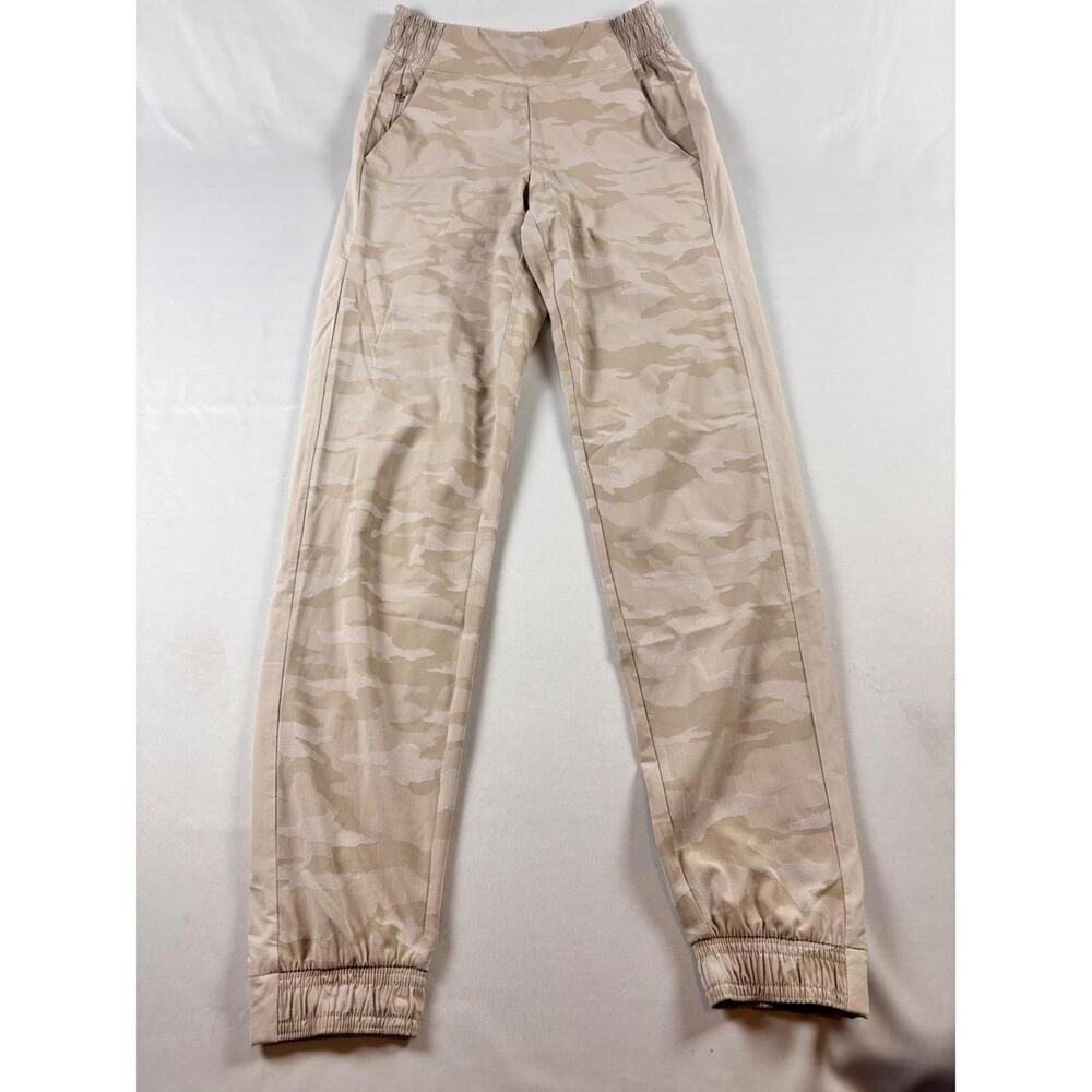 Athleta Brooklyn Atleisure Textured Jogger Tan Camo Jacquard Pants Size 0T Tall